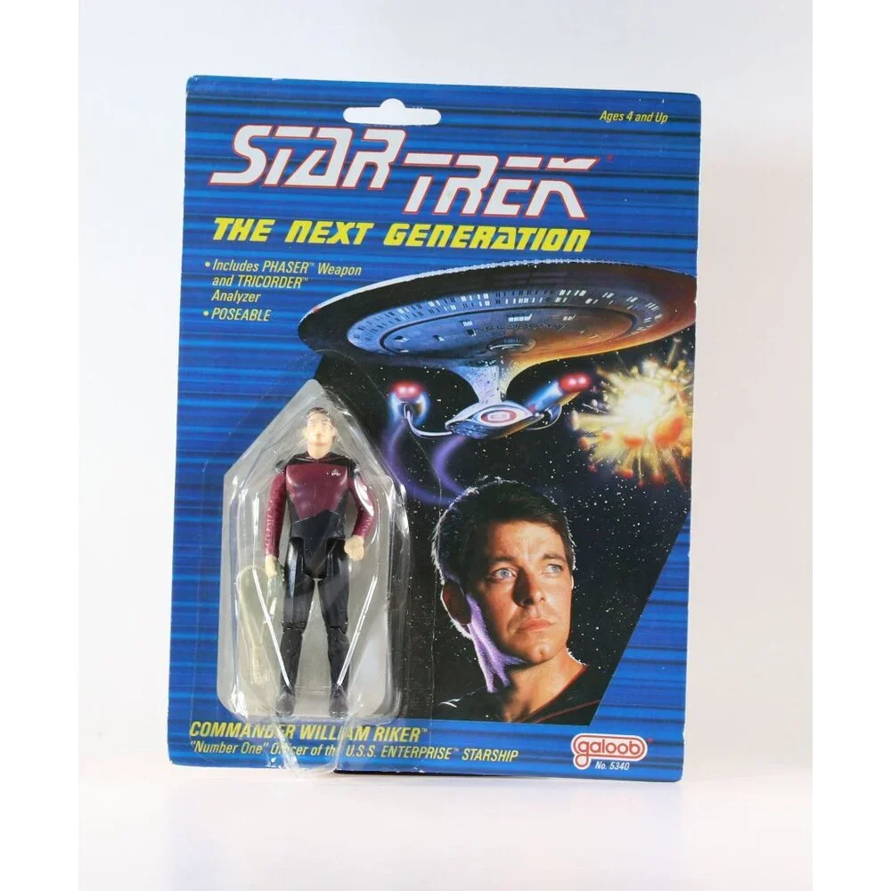 Star Trek TNG Galoob Action Figures William Riker & Antican 1988 Sealed Cards - Picture 2 of 7
